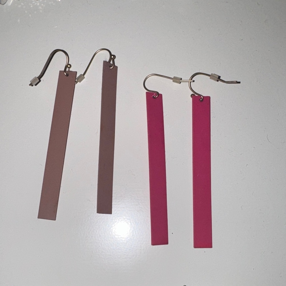 Pink and Brown Dangle Earrings